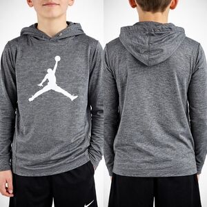 Jordan Dri Fit Hoodie Youth L Grey Jumpman Athletic